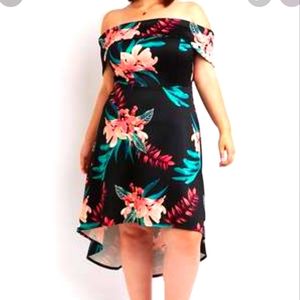Floral Off The Shoulder High Low Dress